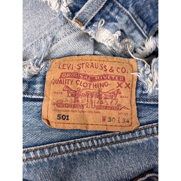 Vintage Levis Jeans 28 in x 28 in Womens 501 XX Distressed Denim - Picture 6 of 8